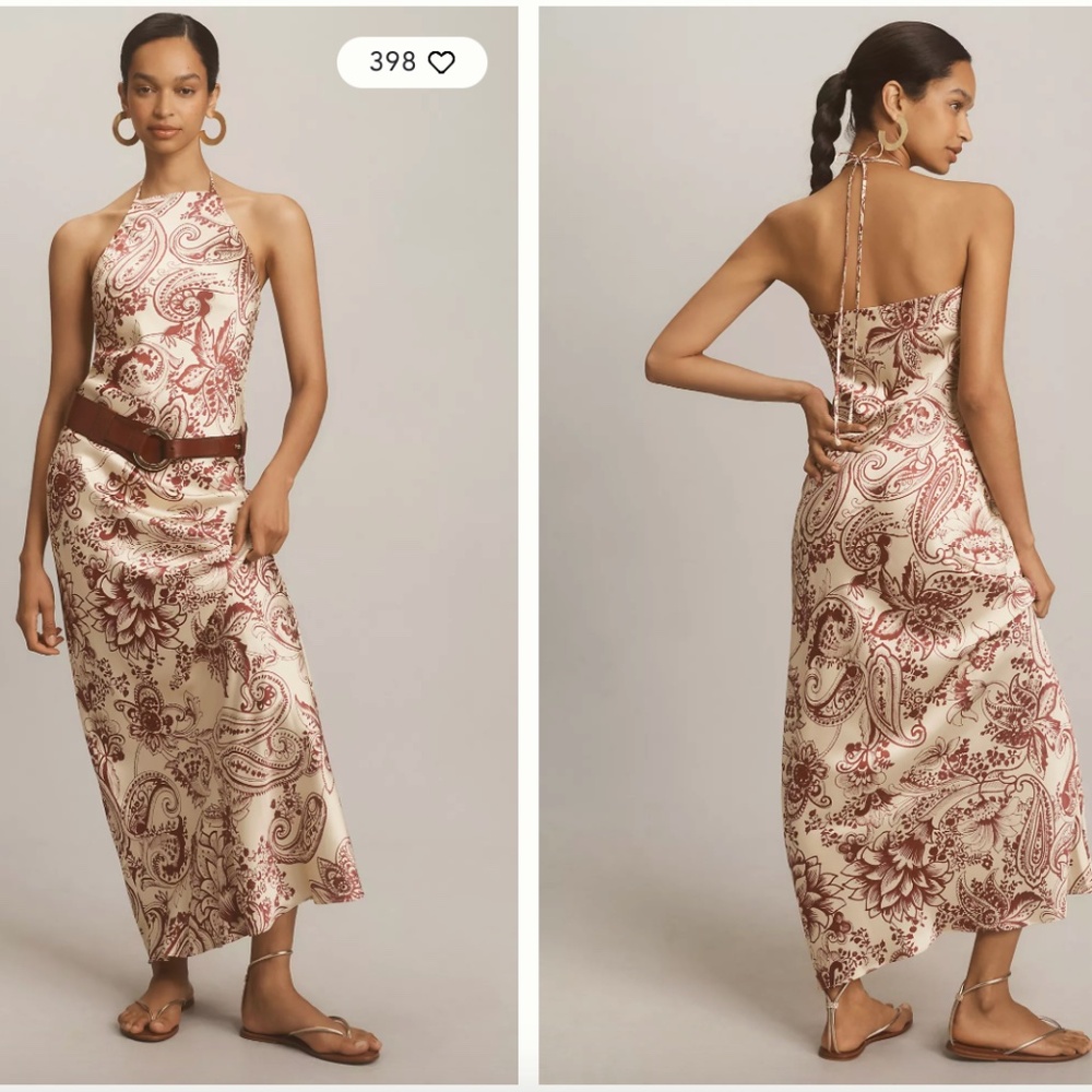 NWT By Anthropologie Halter Printed Maxi Dress